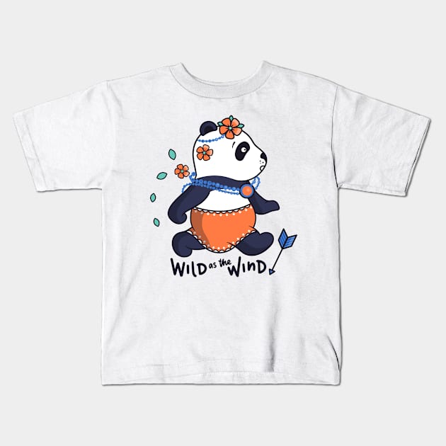 wild as the wind, panda Kids T-Shirt by Kingostore
